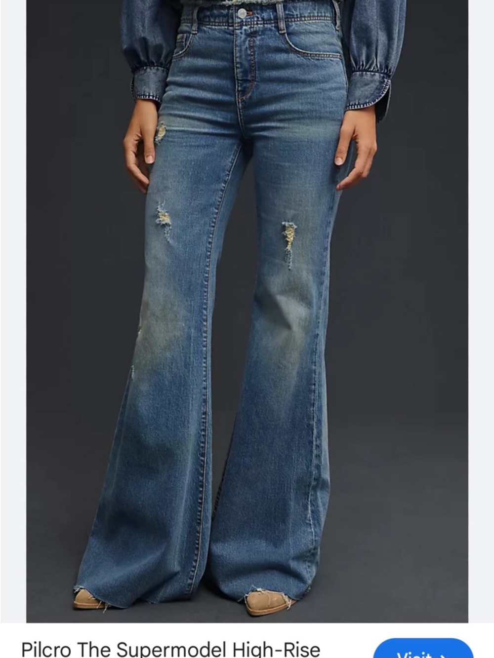 Anthropologie the Supermodel high-Rise wide Leg Women's Jeans distressed. - Picture 2 of 9